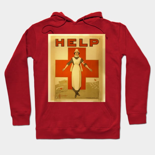 Nurse Help World War Vintage Poster Hoodie by Mandra